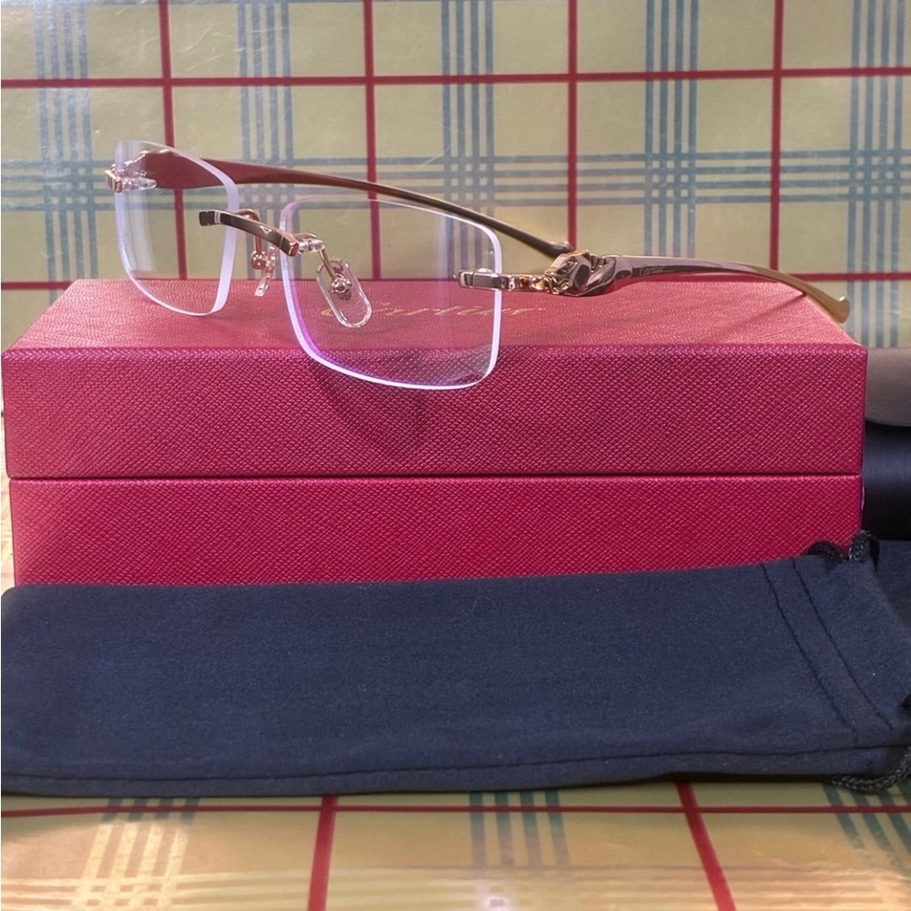 Cartier Panther Unisex Rimless Glasses - Picture 2 of 5